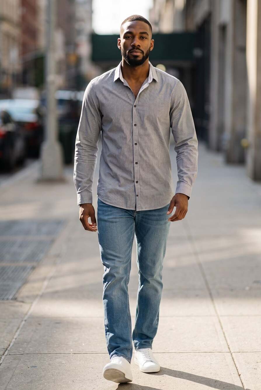 Armani Exchange Long Sleeve Button Down Shirt Size L Gray Pinstripe Slim Large